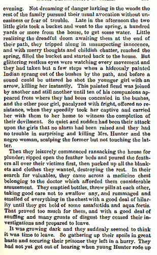 Murder of Doctor Hunter's Wife and Daughter and Abducting Another Daughter story from the book Indian Depredations in Texas by J. W. Wilbarger