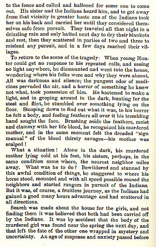 Murder of Doctor Hunter's Wife and Daughter and Abducting Another Daughter from the book Indian Depredations in Texas by J. W. Wilbarger