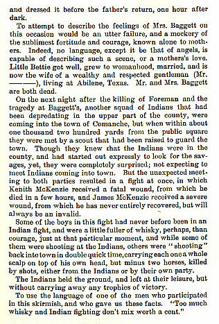 Attack of Baggett's House story from the book Indian Depredations in Texas by J. W. Wilbarger