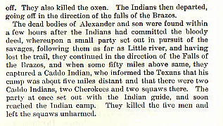 James Alexander story from the book Indian Depredations in Texas by J. W. Wilbarger