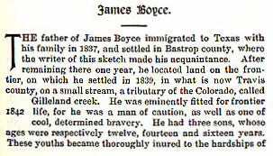 James Boyce story from the book Indian Depredations in Texas by J. W. Wilbarger