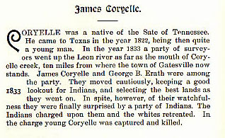James Coryelle story from the book Indian Depredations in Texas by J. W. Wilbarger