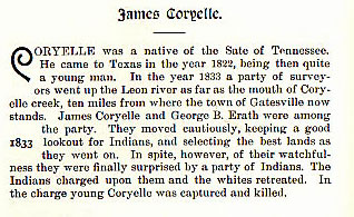 James Coryelle story from the book Indian Depredations in Texas by J. W. Wilbarger