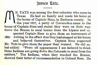 James Tate story from the book Indian Depredations in Texas by J. W. Wilbarger
