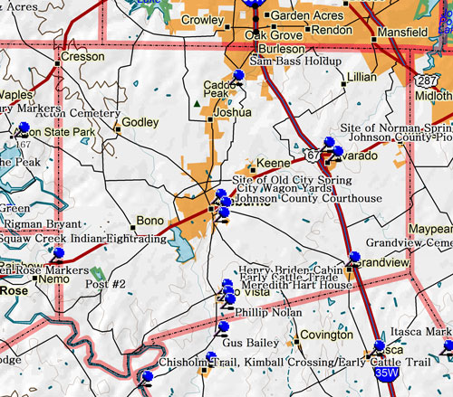 Map of Johnson County Historic Sites