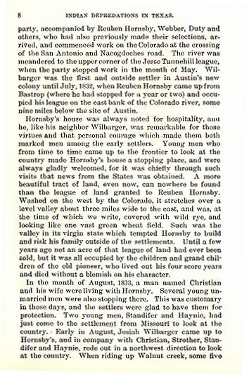 Josiah Wilbarger story from the book Indian Depredations in Texas by J. W. Wilbarger