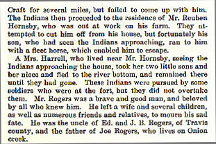 Joseph Rogers story from the book Indian Depredations in Texas by J. W. Wilbarger