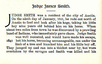 Judge James Smith story from the book Indian Depredations in Texas by J. W. Wilbarger