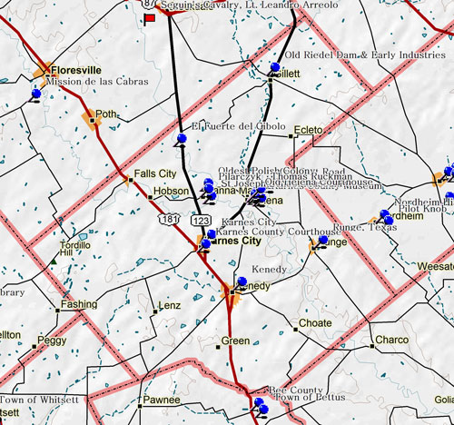 Map of Karnes County Historic Sites