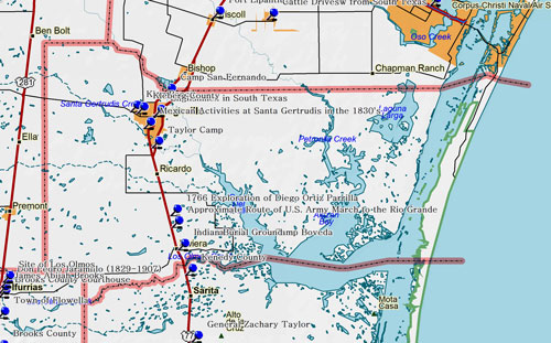 Map of Kleberg County Historic Sites