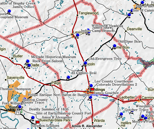 Map of Lee County Historic Sites
