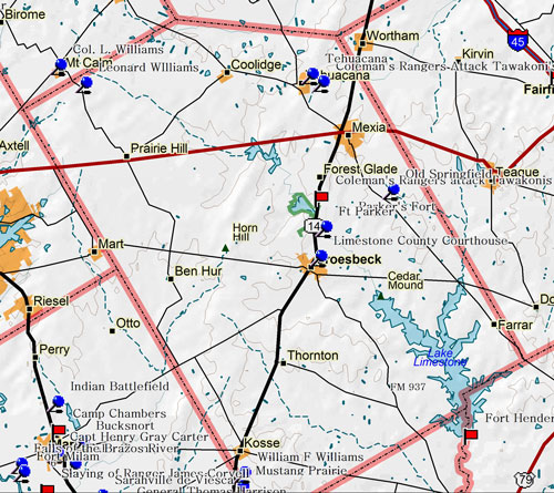 Map of Limestone County Historic Sites