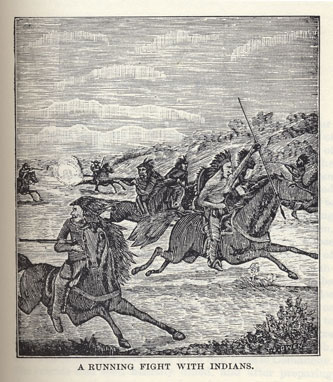 Running Fight with Indians picture from the book Indian Depredations in Texas by J. W. Wilbarger