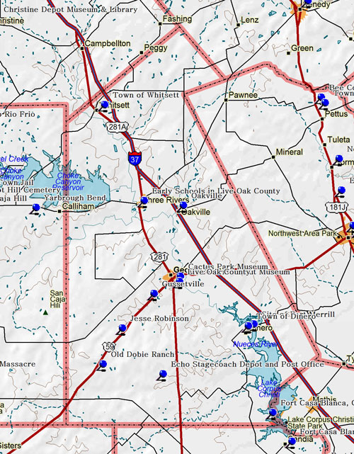 Map of Live Oak County Historic Sites