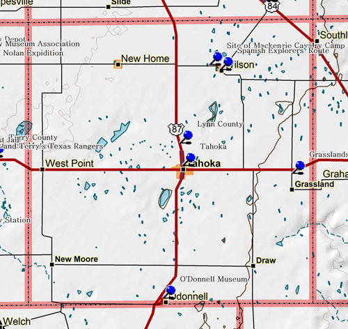 Map of Lynn County Historic Sites