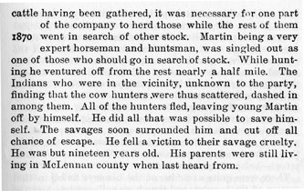 Henry Martin story from the book Indian Depredations in Texas by J. W. Wilbarger