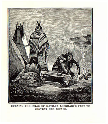 Matilda Lockhart burning feet picture from the book Indian Depredations in Texas by J. W. Wilbarger