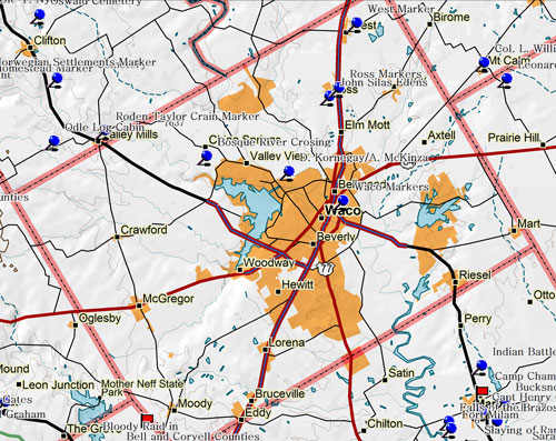 Map of McLennan County Historic Sites