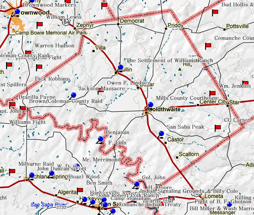 Map of Mills County Historic Sites