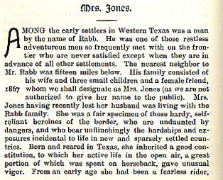 Mrs. Jones story from the book Indian Depredations in Texas by J. W. Wilbarger