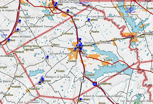 Map of Navarro County Historic Sites