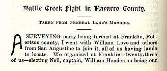 Battle Creek Fight in Navarro County