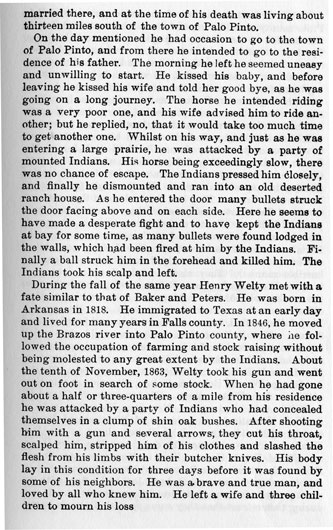 Murders in Palo Pinto County story from the book Indian Depredations in Texas by J. W. Wilbarger