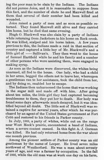 Murders in Parker County - 1863 - 1873 story from the book Indian Depredations in Texas by J. W. Wilbarger