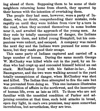 Murders in Parker County - 1863 - 1873 story from the book Indian Depredations in Texas by J. W. Wilbarger