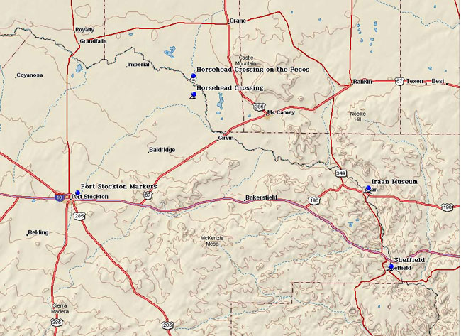 Map of Pecos County Historical Markers
