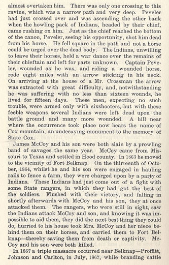Peveler and Cox story from the book Indian Depredations in Texas by J. W. Wilbarger