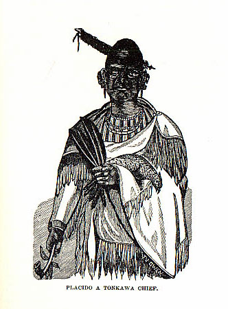 Placido A Tonkawa Chief picture from the book Indian Depredations in Texas by J. W. Wilbarger