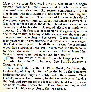 The Battle of Plum Creek story from the book Indian Depredations by J.W. Wilbarger