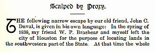 Scalped by Proxy story from the book Indian Depredations in Texas by J. W. Wilbarger