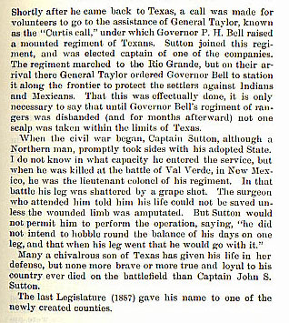 Captain John S. Sutton story from the book Indian Depredations in Texas by J. W. Wilbarger