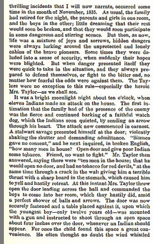 Heroic Defense of the Taylor Family story from the book Indian Depredations in Texas by J. W. Wilbarger