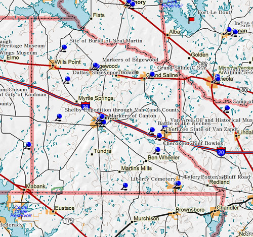 Map of Van Zandt County