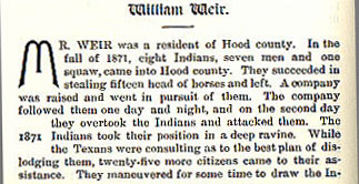 William Weir story from the book Indian Depredations in Texas by J. W. Wilbarger