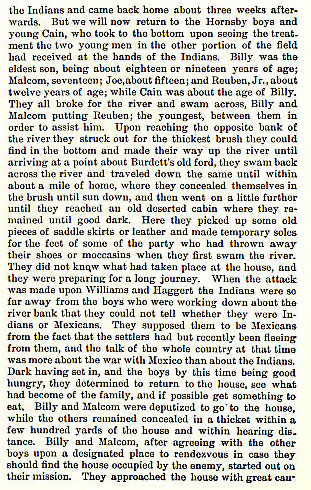 Williams and Haggett Murdered at Reuben Hornsby's story from the book Indian Depredations in Texas by J. W. Wilbarger