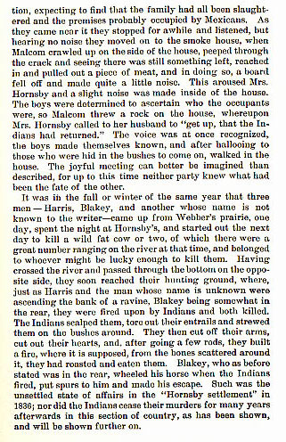 Williams and Haggett Murdered at Reuben Hornsby's story from the book Indian Depredations in Texas by J. W. Wilbarger