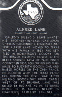 Alfred Lane Historical Marker