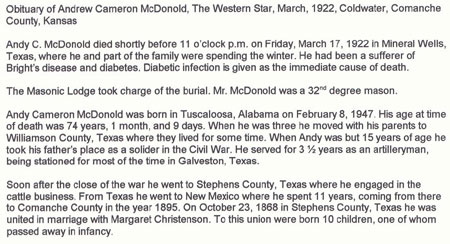 Obituary of Andrew Cameron McDonold