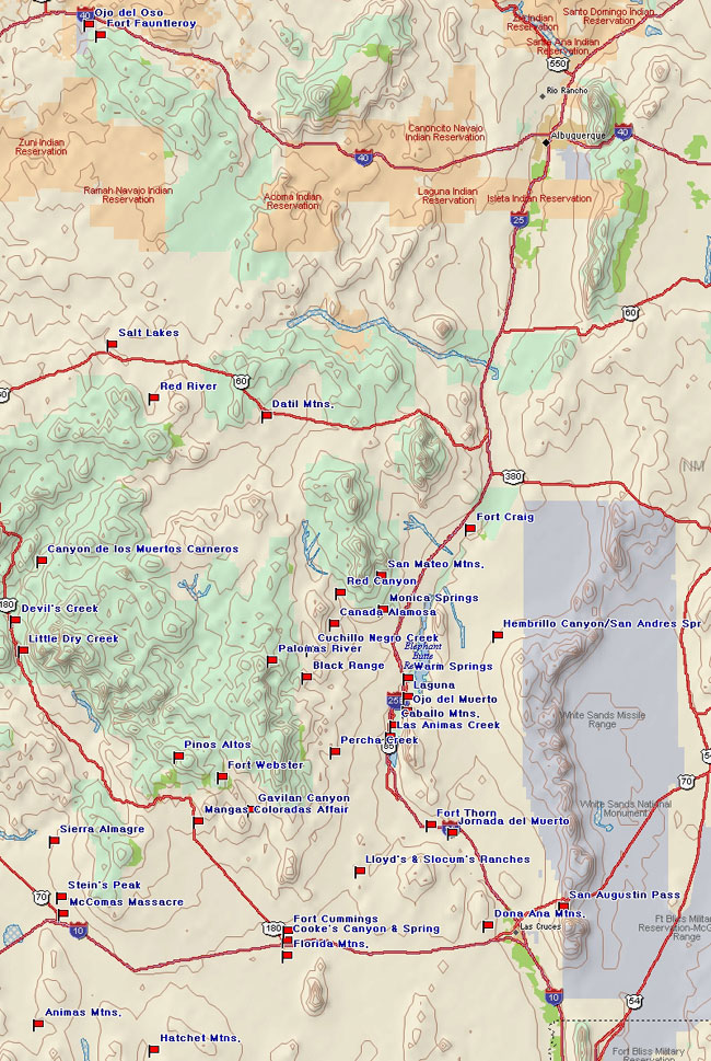Map of Eastern Apacheria Battles