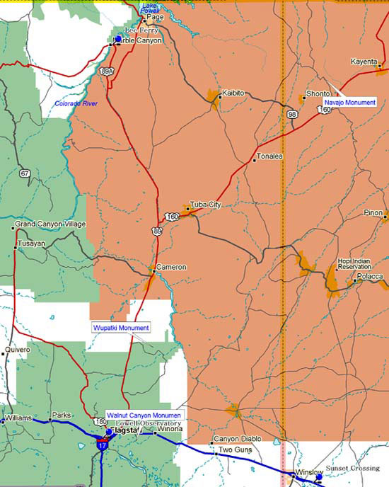 Map of Northeast Arizona Historical Markers