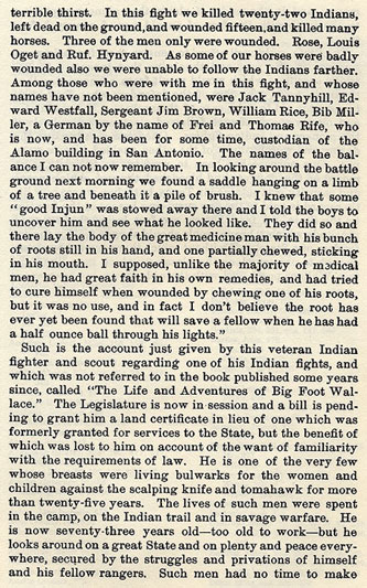 Big Foot Wallace Returns to his Old "Stamping Grounds"