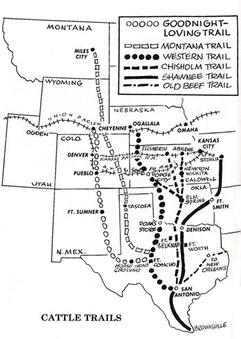 Map of Cattle Trails