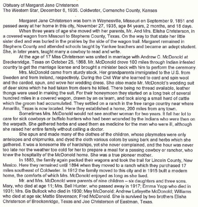 Obituary of Margaret Jane Christenson