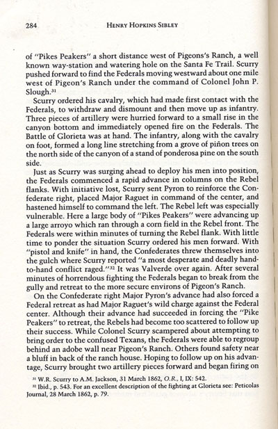 Battle of Glorieta from the book, Confederate General, by Jerry Thompson
