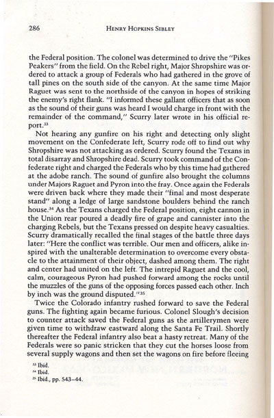 Battle of Glorieta from the book, Confederate General, by Jerry Thompson
