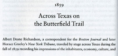 Albert D. Richardson's first-hand account of his 1859 Butterfield Stage Ride into Texas